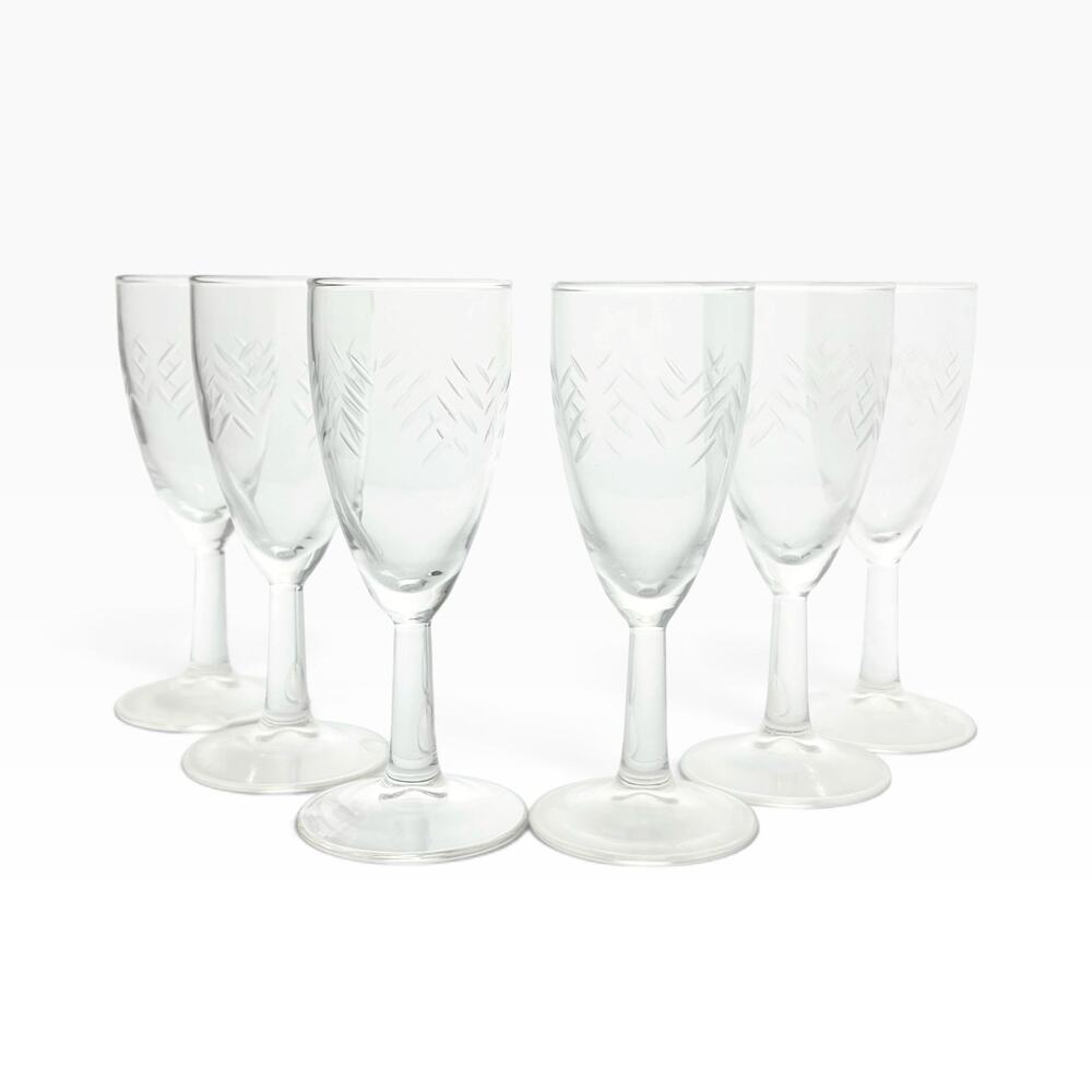 1950s Vintage Mid-century Javit “Rain” 6 Whiskey Sour Cocktail Liquor Glasses 6”